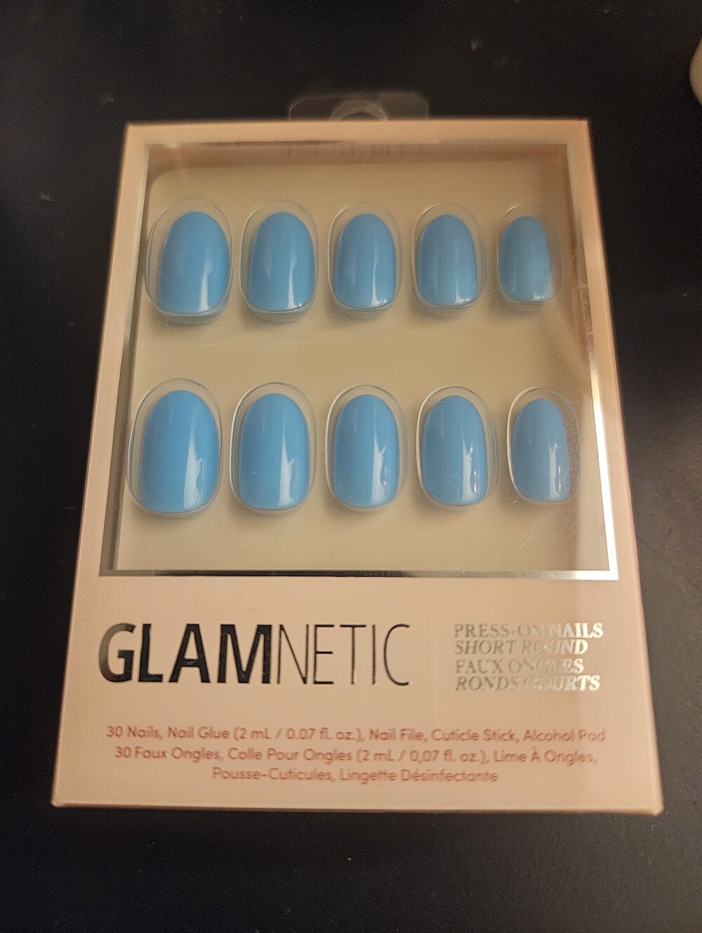 GLAMnetic Short Round Press-On Nails in Sky Blue